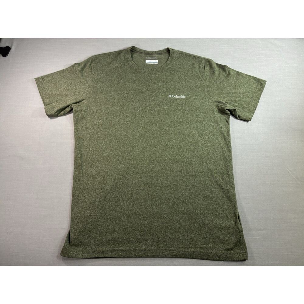 Columbia Omni Wick Logo Tee Mens L Heather Green Gorpcore Outdoor Active